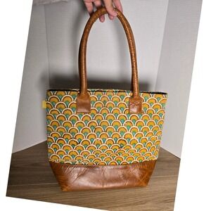 JOY'N Handmade Cotton & Leather Tote Bag